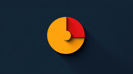 This visual features a modern minimalist circular design with vibrant yellow and red colors set against a dark background, perfect for creative projects.の素材