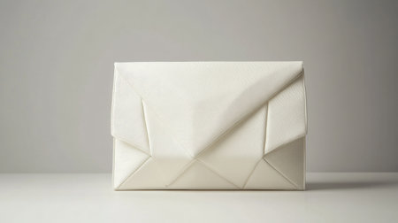 An elegant white clutch bag featuring a unique geometric design, ideal for fashion enthusiasts seeking stylish accessories for evening events.の素材