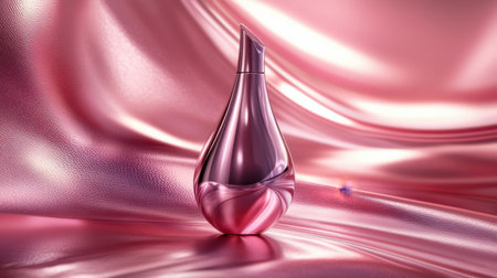This stunning image features an elegant perfume bottle set against a smooth pink background, showcasing beauty, luxury, and artistic design elements.の素材