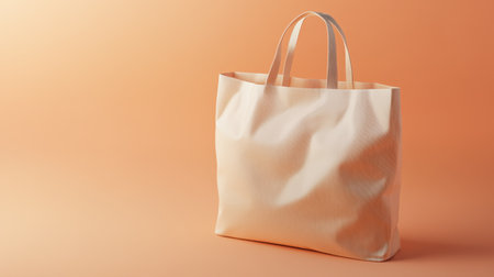 A neutral colored tote bag displayed against an orange background, perfect for minimalist lifestyle, fashion imagery, and promotional use in retail.の素材