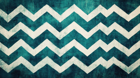 This abstract chevron pattern showcases turquoise and white zigzag lines, perfect for modern design projects, wallpaper, or textile applications.の素材