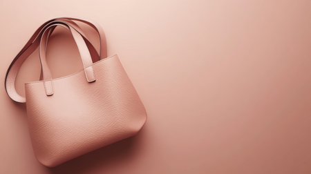 A chic pink handbag elegantly placed on a smooth surface, perfect for fashion and lifestyle themes. This image highlights the minimalist design and luxurious texture.の素材