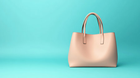 A stylish minimalist handbag displayed on a vibrant turquoise background captures attention with its elegant design and soft hues. Perfect for fashion and accessory themes.の素材