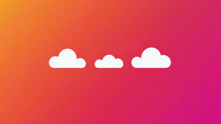 This image features simple white clouds against a vibrant gradient background, creating a peaceful atmosphere perfect for design projects and creative inspiration.の素材