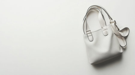 A simple yet elegant white handbag on a clean background, perfect for showcasing fashion, style, and modern design in lifestyle photography.の素材