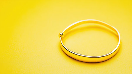 A stunning gold bracelet captured against a vibrant yellow background, showcasing elegance and modern design, perfect for fashion and jewelry themes.の素材
