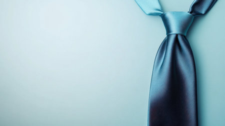 This image features a stylish light blue silk tie elegantly tied and set against a soft background, perfect for business attire and formal occasions.の素材
