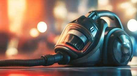 A contemporary vacuum cleaner featuring a transparent dust container and a streamlined design, ideal for efficient home cleaning and maintenance tasks.の素材