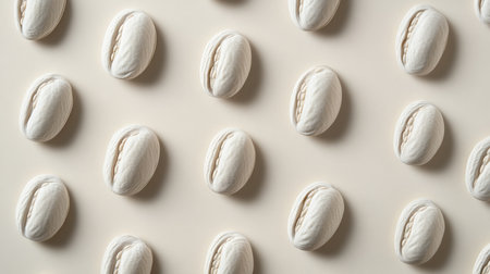 An artistic display of white pastry shells arranged neatly on a soft backdrop, perfect for culinary presentations and dessert photography.の素材