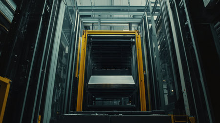 This image showcases a cutting-edge automated storage system, featuring advanced technology for optimizing warehouse operations, enhancing efficiency, and managing inventory effectively.の素材