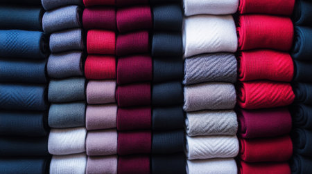 A vibrant collection of rolled textiles showcases a beautiful spectrum of colors and textures, ideal for fashion design, home decor, and creative projects.の素材