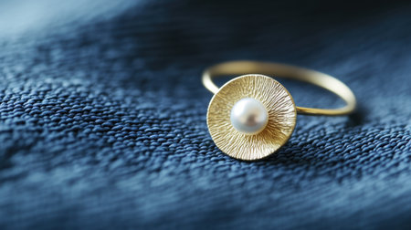 This stunning gold ring features a textured disc with a central pearl, creating a perfect blend of elegance and modern style. Ideal for fashion enthusiasts.の素材
