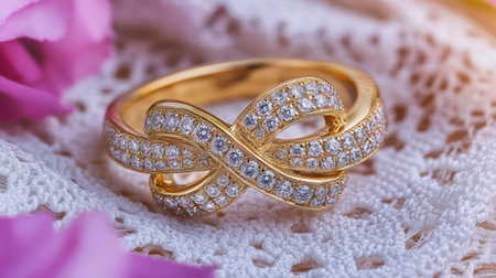 Delight in the stunning beauty of this elegant gold infinity ring. Adorned with sparkling diamonds, it symbolizes everlasting love and style. Perfect for special occasions.の素材