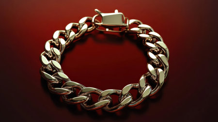 This stunning gold chain bracelet features a glossy finish that highlights its intricate design. Perfect for adding elegance to any outfit.の素材