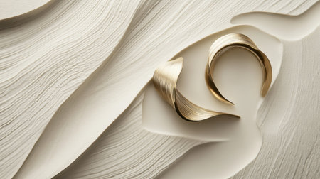 This image showcases elegant gold jewelry artistically placed on a soft, textured background, emphasizing luxury and contemporary design. Ideal for fashion projects.の素材