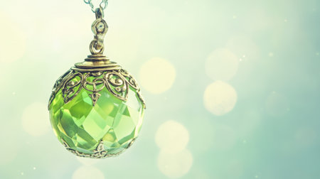 This stunning green crystal pendant features intricate silver detailing, radiating elegance and charm. Perfect for special occasions or as a fashion accessory.の素材