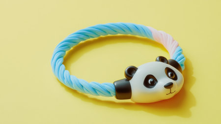 A charming panda-shaped rubber hair tie in pastel colors, perfect for children's fashion. This playful accessory enhances hairstyles with a cute touch.の素材