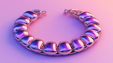 This stunning metallic bracelet features a glossy finish and elegant design, making it a perfect accessory for fashion enthusiasts and jewelry designers.の素材