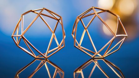 This stunning image features elegant geometric wire earrings, showcasing a unique design that captures light beautifully, making them ideal for fashion photography.の素材