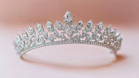 This elegant diamond tiara features an intricate design filled with sparkling gemstones, perfect for enhancing beauty at weddings and formal occasions.の素材