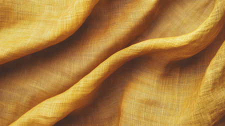 A closeup view of soft yellow fabric showcasing intricate textures and gentle folds. Ideal for use in design, fashion, and textile projects.の素材