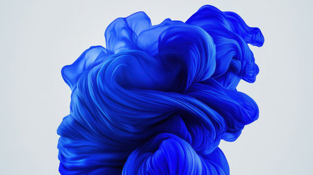 This stunning image showcases vibrant blue smoke swirls, creating an ethereal and mesmerizing abstract art piece. The dynamic shapes and flowing movements evoke a sense of tranquility and creativity, ideal for various artistic applications.の素材