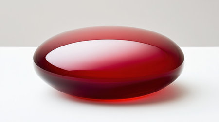 Stunning red glass sculpture showcasing smooth curves and a reflective surface, perfect for modern decor. This piece enhances contemporary artistic spaces with elegance.の素材