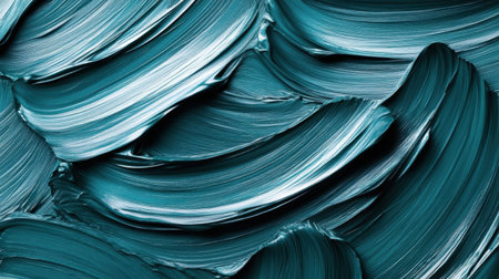 Explore the rich texture and dynamic movement of turquoise paint strokes in this abstract image, perfect for artistic backgrounds and creative projects.の素材