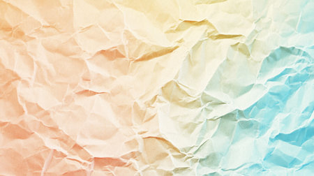 This image features a soft pastel crumpled paper texture with a gentle gradient of colors. Ideal for backgrounds or creative projects.の素材