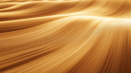 This abstract image showcases a smooth flowing golden texture, capturing light reflections that exude elegance and warmth, perfect for design backgrounds.の素材