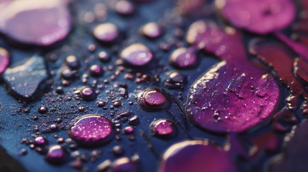 This stunning close-up captures colorful water drops on a glossy surface, showcasing vibrant hues and intricate reflections. Ideal for artistic projects.の素材