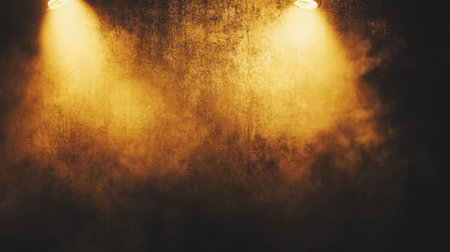 This captivating image features dramatic golden lighting combined with a smoky effect, creating an intriguing and mysterious ambiance suitable for various creative projects.の素材