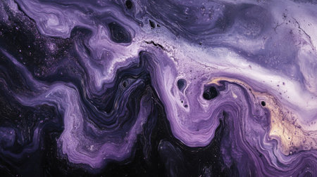 Stunning abstract artwork featuring swirling patterns in purple and black hues, ideal for backgrounds or creative design projects.の素材