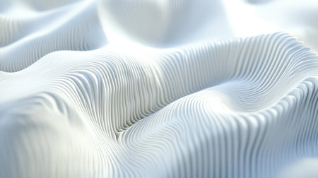 A captivating abstract image showcasing smooth white waves with intricate textured lines, perfect for modern backgrounds or artistic designs.の素材