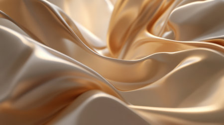 An abstract close-up of soft fabric in warm golden tones, showcasing elegant waves and smooth textures, perfect for luxurious design inspiration.の素材