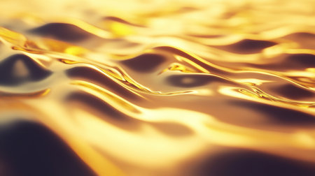 This image showcases a mesmerizing view of shimmering golden waves, creating a soft and elegant texture ideal for backgrounds, art, and design projects.の素材
