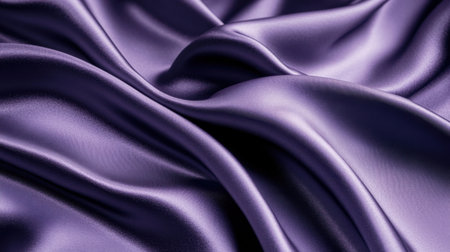 A stunning close-up of deep purple satin fabric, showcasing its luxurious texture and soft waves. Perfect for fashion and interior design inspiration.の素材