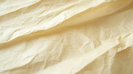 This image features a soft, textured yellow paper background showcasing elegant creases and wrinkles. Ideal for creative projects, design, and aesthetic visuals.の素材