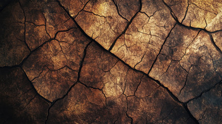 A captivating image of cracked dry earth displaying intricate textures and rich colors, perfect for environmental themes and natural backgrounds.の素材
