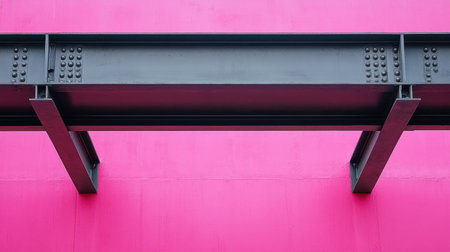 A striking image featuring a bold black beam against a smooth vibrant pink wall. The contrast creates an eye-catching urban aesthetic perfect for modern design projects.の素材