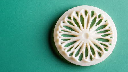 This image showcases an intricate white decorative element set against a vibrant teal background, ideal for creative designs and artistic projects.の素材