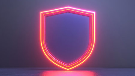 This stunning neon shield design showcases vibrant colors and modern aesthetics, ideal for various digital projects. The glowing effect adds a unique touch.の素材