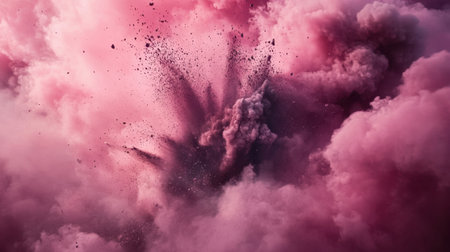 A dynamic explosion of pink smoke clouds creates an intriguing abstract background, showcasing rich textures and vibrant colors, perfect for artistic projects.の素材
