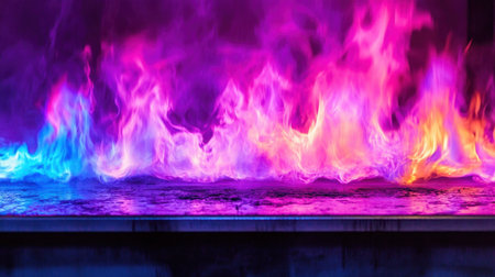 A mesmerizing display of colorful flames featuring shades of blue, purple, and pink. Ideal for abstract designs, artistic visuals, or creative projects.の素材