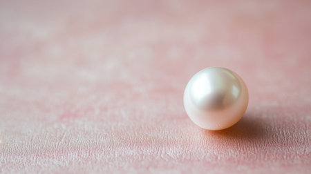 A stunning single white pearl rests on a soft pink background, embodying elegance and beauty in jewelry. Ideal for fashion and luxury themes.の素材