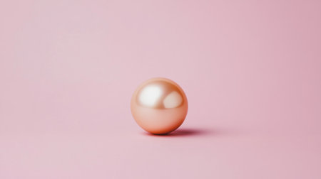 This image features a smooth, reflective sphere resting elegantly against a soft pink background, perfect for enhancing creative projects and designs.の素材