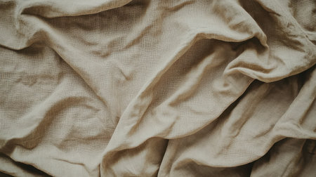 Capture the essence of simplicity with this soft beige fabric, showcasing elegant texture and subtle creases, ideal for various design projects.の素材