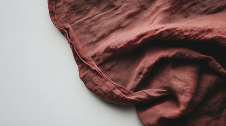 This image showcases a beautifully draped soft fabric with rich earthy tones, highlighting its unique texture and elegant design against a neutral background.の素材