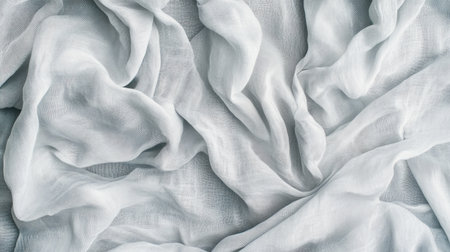 This soft, sheer white fabric creates a delicate and elegant background, perfect for artistic projects, photography, and creative designs that evoke purity and simplicity.の素材
