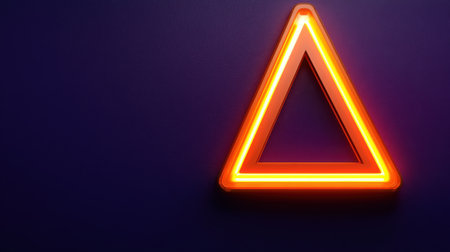 This striking neon triangle sign against a dark background adds a modern touch to any design. Perfect for artistic projects, creative expressions, and trendy decor.の素材